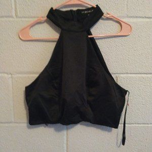 Black Satin Halter Top